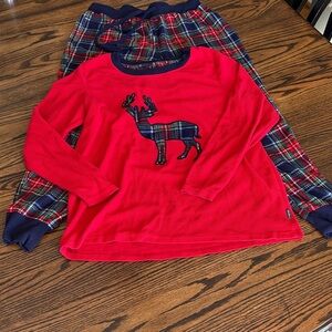 Eddie Bauer Red and Navy Plaid Pajama Set
